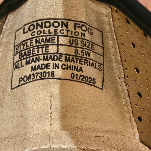 London Fog S BABETTE Perforated Flat Round Toe Slip-On Bow Black Sz 8.5 Wide - Picture 8 of 8